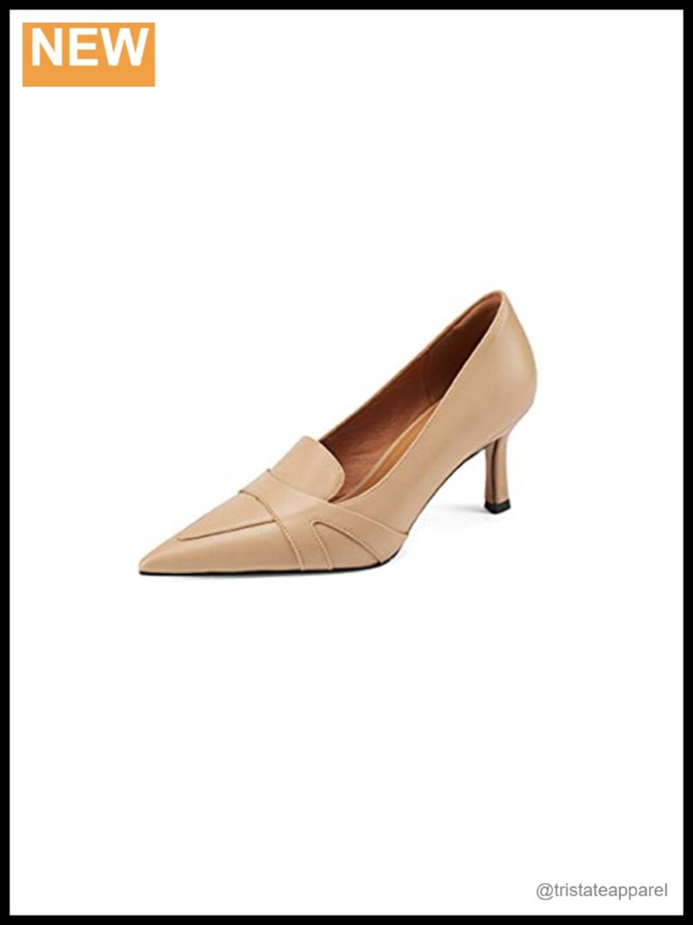 Genuine Leather Stiletto Heel Pumps Slip On Pointed Toe Business Casual Shoes